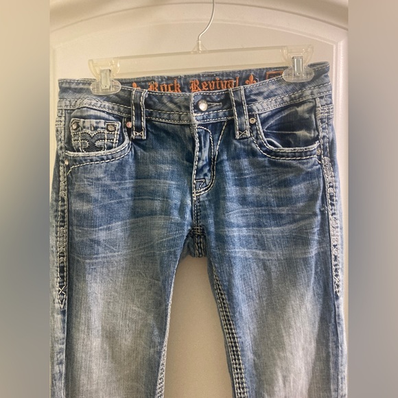 Rock Revival y2k Venus BOOTCUT Light Wash Jeans with Embellished Pockets Size 27 - Picture 2 of 10